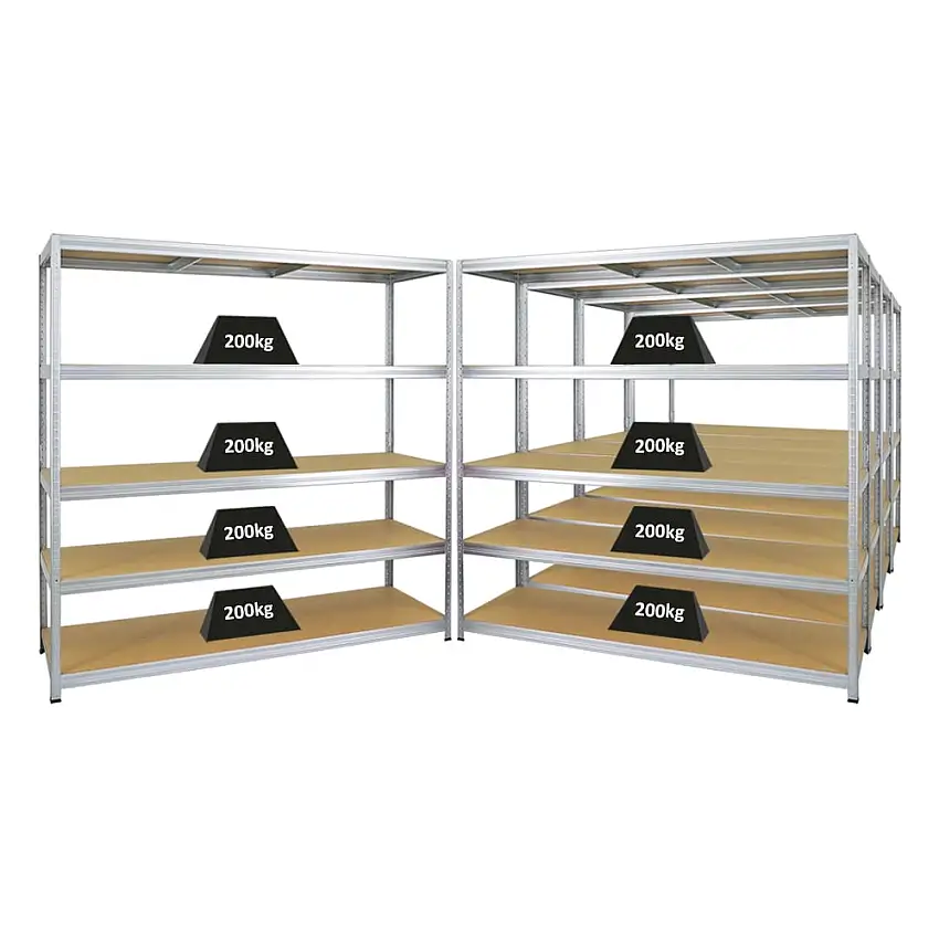 Mega Deal | 5x Schwerlastregal Giant Elephant | HxBxT 180x180x60cm | Fachlast 200kg | Verzinkt