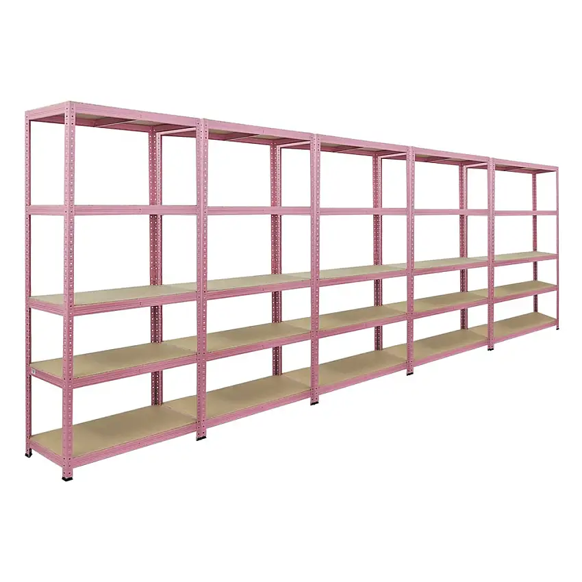 Mega Deal | 5x Wohnregal PINK LADY | HxBxT 180x90x40cm| Fachlast 175kg | 5 Ebenen | Pink