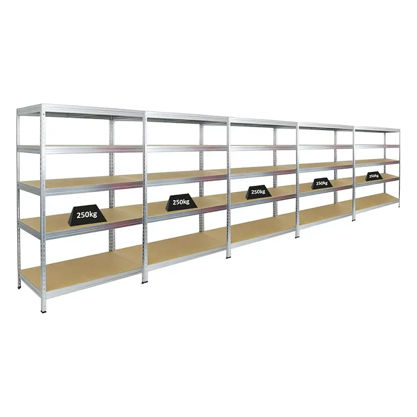 Mega Deal | 5x Schwerlastregal Rivet | HxBxT 180x120x60 cm | Fachlast 250kg | Verzinkt