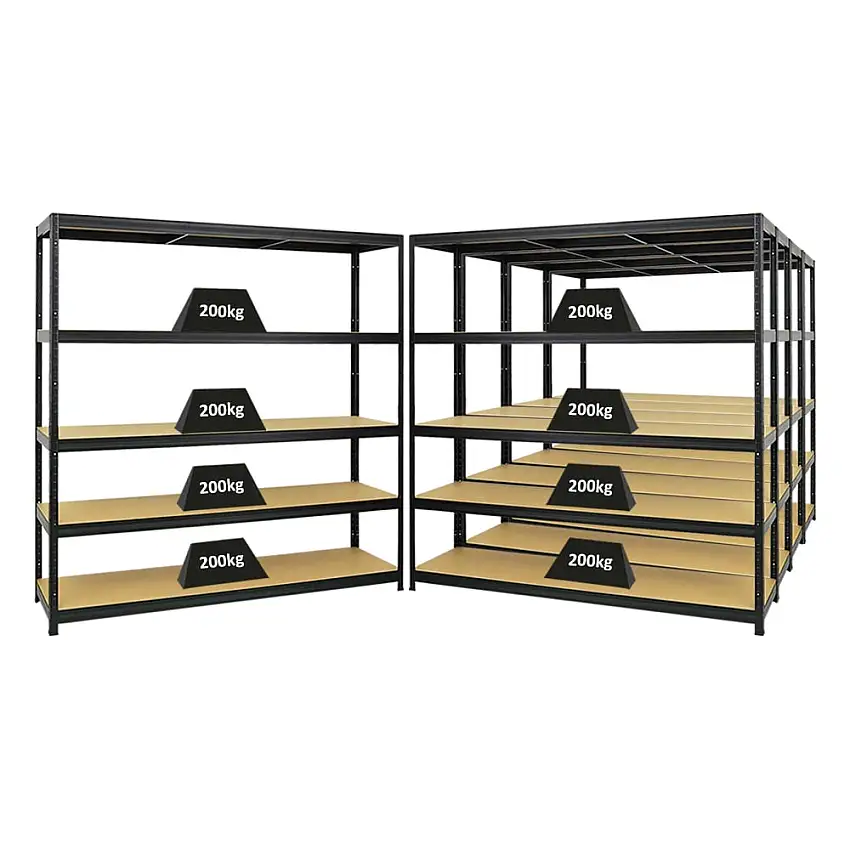 Mega Deal | 5x Schwerlastregal Giant Elephant | HxBxT 180x180x45cm | Fachlast 200kg | Schwarz