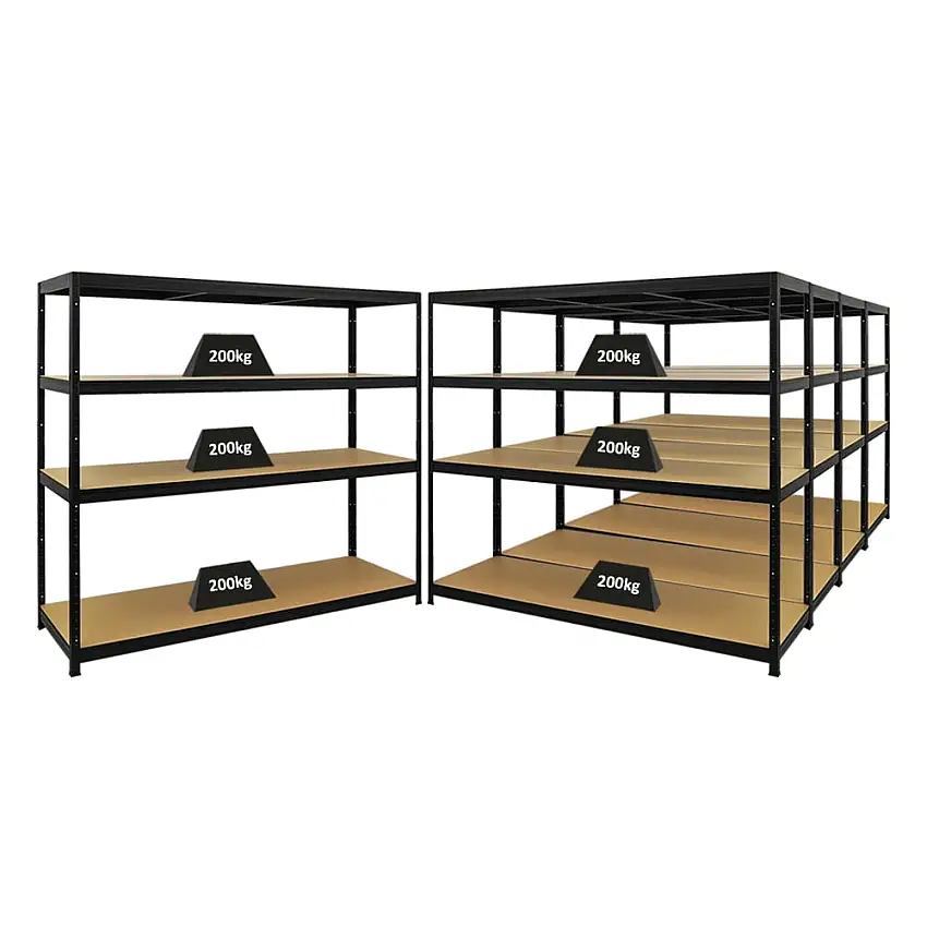 Mega Deal | 5x Schwerlastregal Giant Elephant | HxBxT 160x180x60cm | Fachlast 200kg | Schwarz