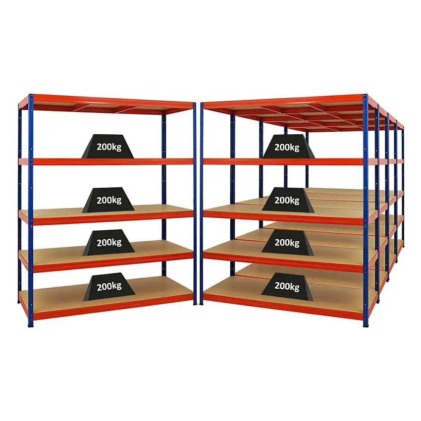 Mega Deal | 5x Schwerlastregal Giant Elephant | HxBxT 180x150x60cm | Fachlast 200kg | Blau-Orange