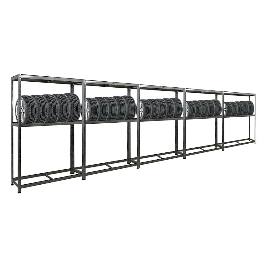 Mega Deal | 5x Reifenregal RAGNAR | HxBxT 180x120x40cm | bis zu 8 Reifen auf 2 Ebenen + Ablage | 265kg Fachlast | Verzinkt