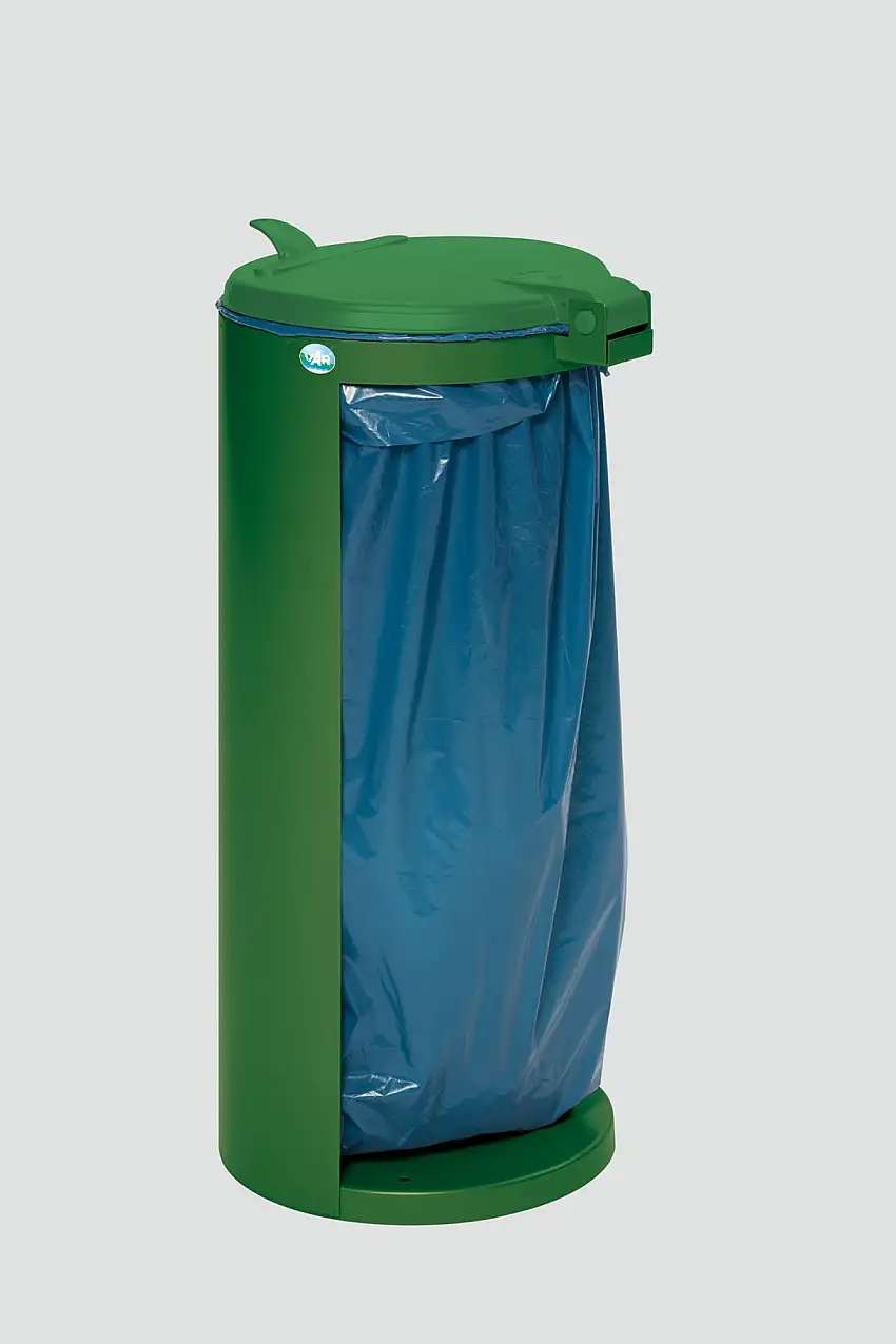 Kompakter Abfallsammler junior mit Deckel | 35cm Einfüllöffnung | HxBxT 90x45x45cm | Stahl | Grün