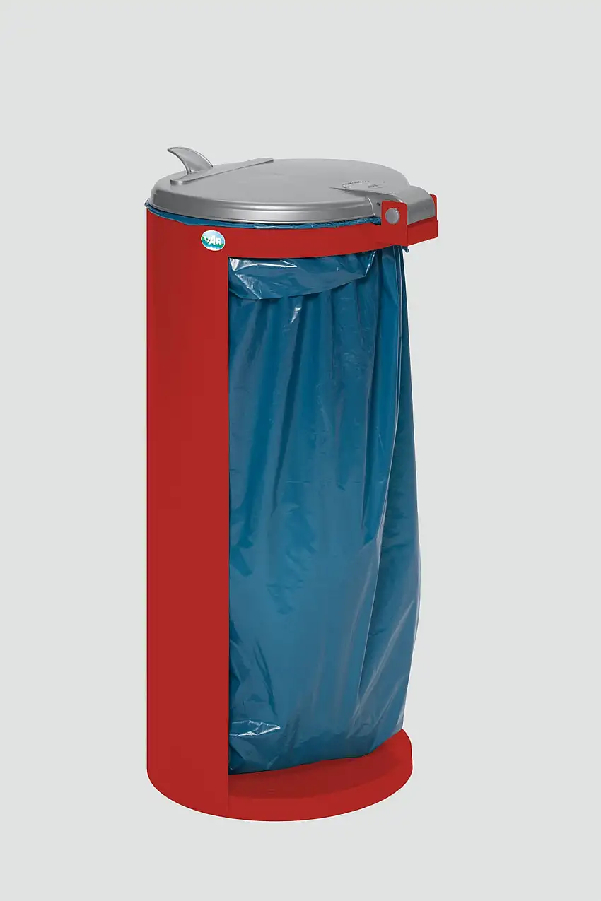 Kompakter Abfallsammler junior mit Deckel | 35cm Einfüllöffnung | HxBxT 90x45x45cm | Stahl | Rot