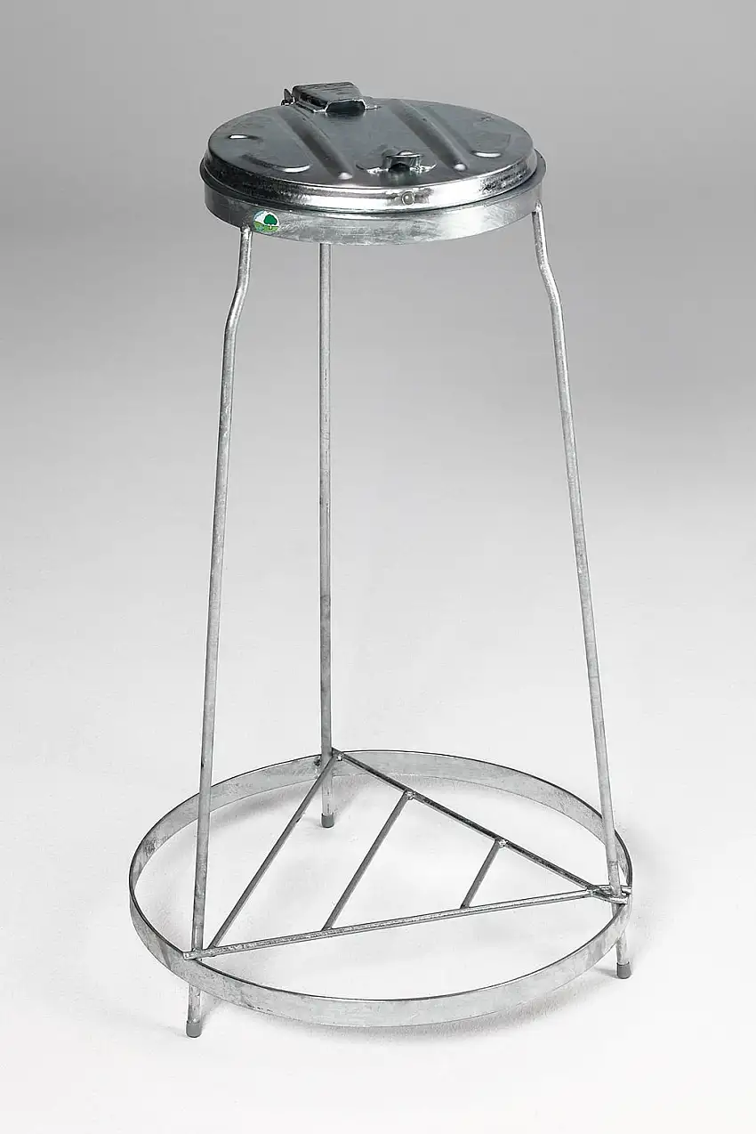 Stapelbarer Abfallsammler mit Metall-Deckel | Stationär | 120 Liter, HxBxT 96x60x60cm | Stahl | Feuerverzinkt