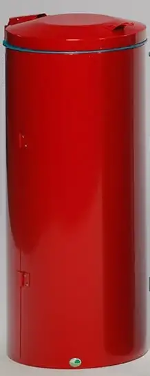 Robuster Abfallsammler mit Deckel & Doppeltür | 150 Liter, HxBxT 98x50x50cm | Stahl | Rot