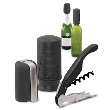 Wein/Champagner Pulltex Set 3-teilig Schwarz
