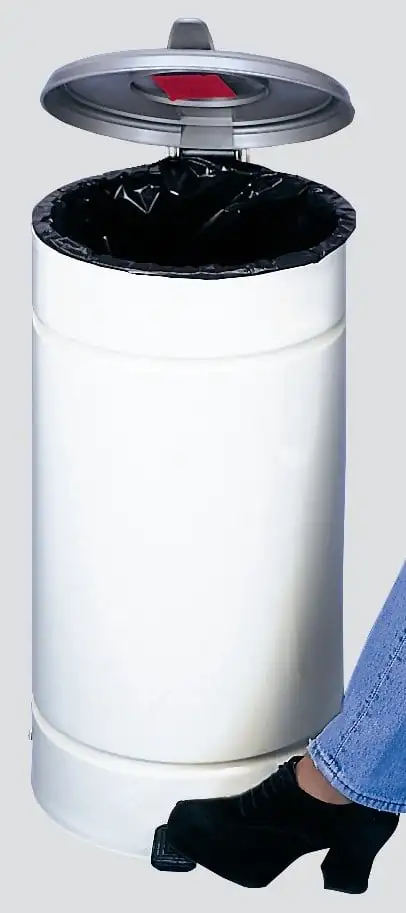 Großvolumiger Tretabfallsammler mit Euro-Pedal | für 60/70 Liter Säcke, HxBxT 70x45x45cm | Verzinkter Stahl | Braun