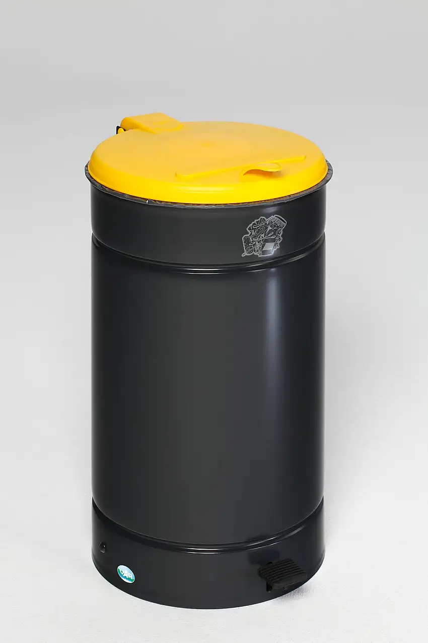 Großvolumiger Tretabfallsammler mit Euro-Pedal | für 60/70 Liter Säcke, HxBxT 70x45x45cm | Verzinkter Stahl | Anthrazit