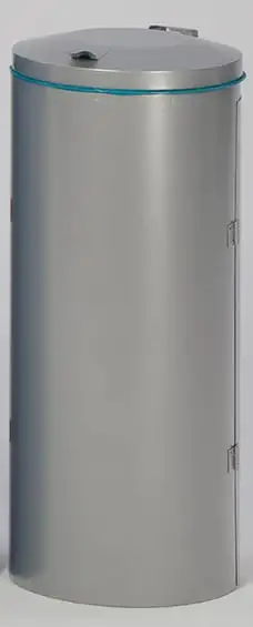 Robuster Abfallsammler mit Deckel & Doppeltür | 150 Liter, HxBxT 98x50x50cm | Stahl | Silber