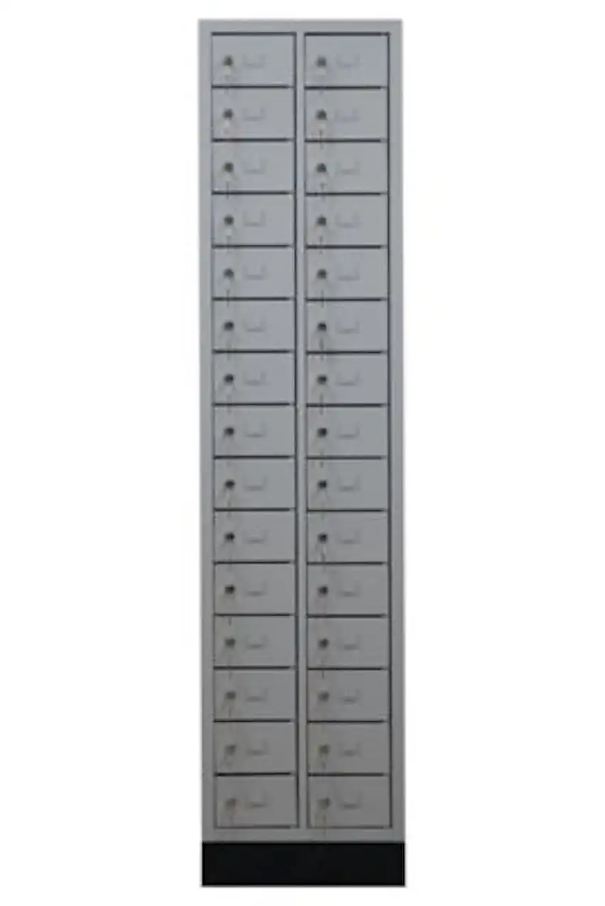 Schließfachschrank Quail | 30 Fächer | HxBxT 185 x 46 x 20 cm | Grau