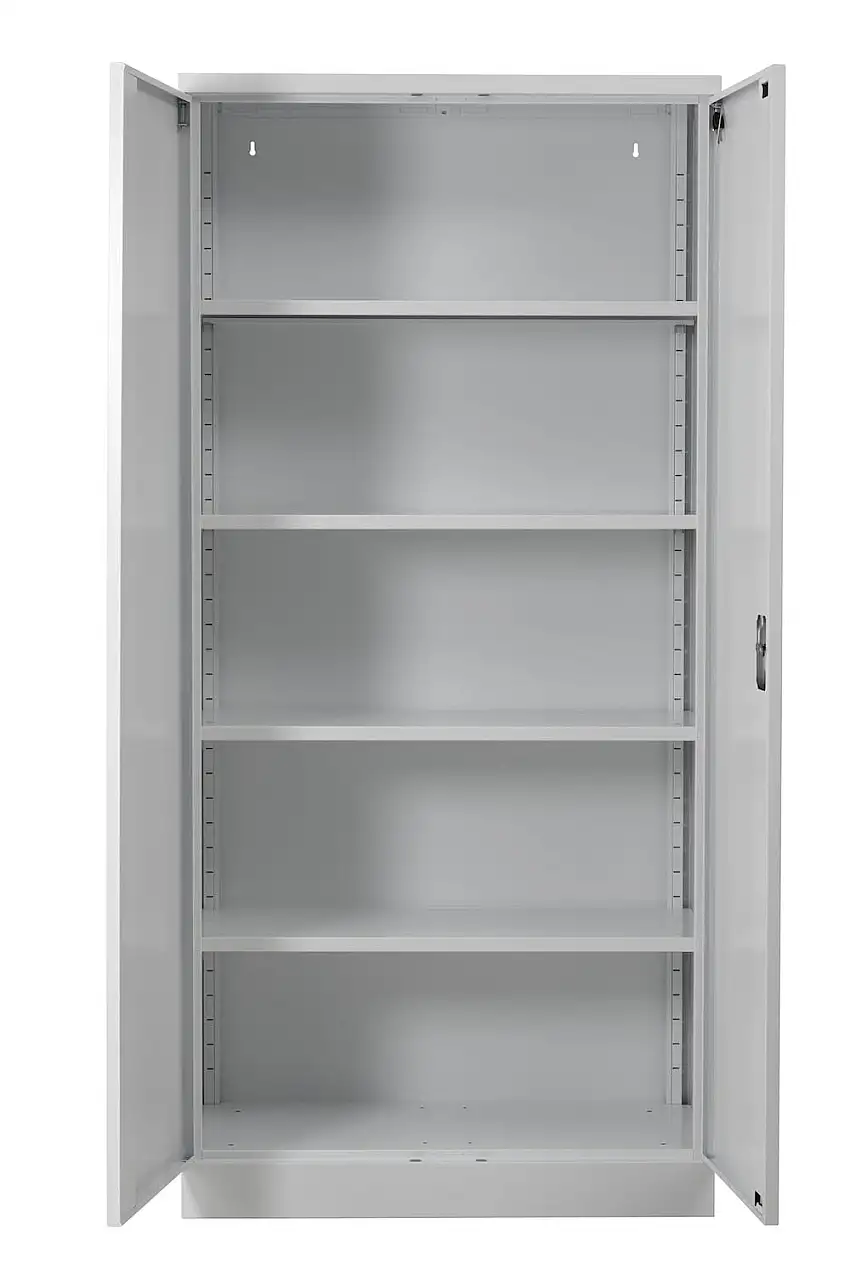 Flügeltürenschrank Donkey | 4 Fachböden | Cyberlock Ohne Griff | HxBxT 195x92x42 cm | Grau | Lackiert