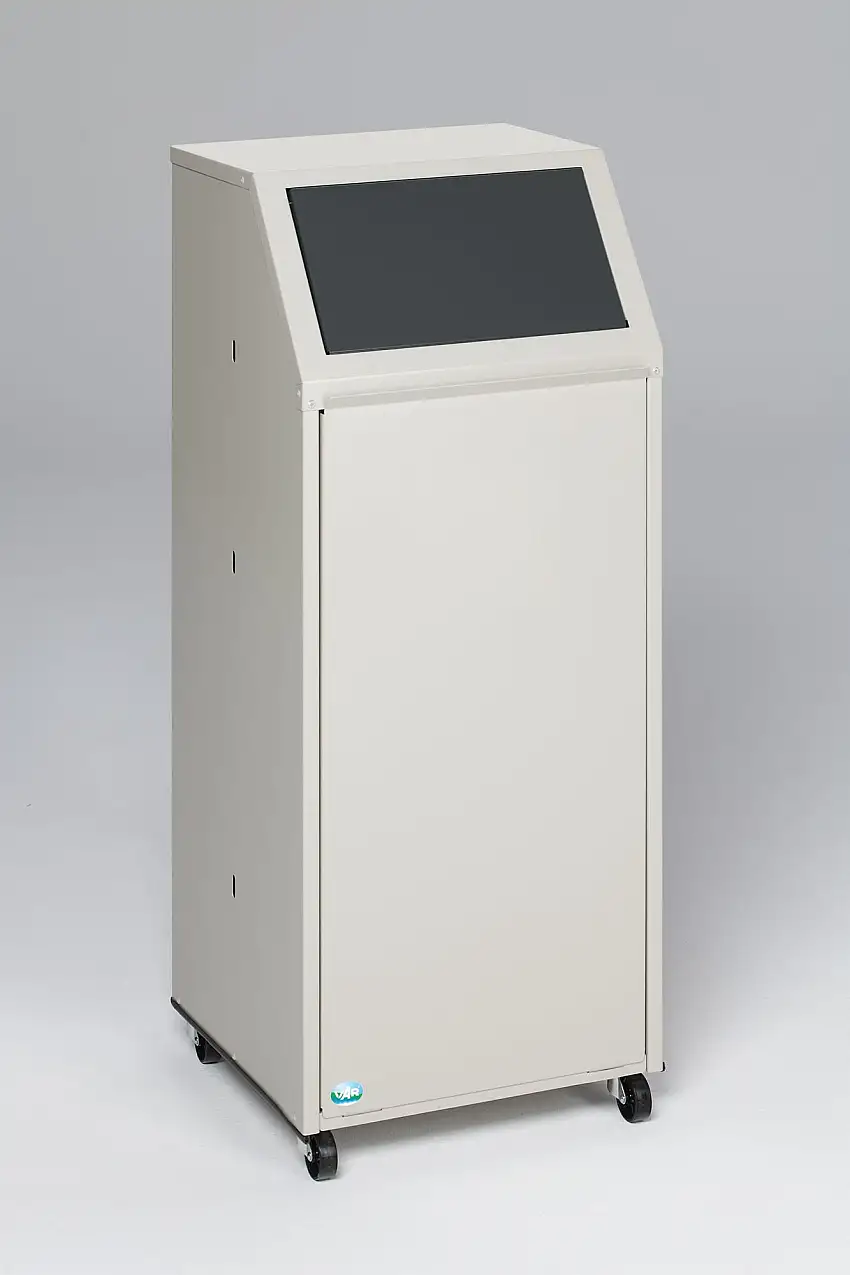 Robuster Wertstoffsammler mit Einwurfklappe | für Restmüll | Fahrbar | 69 Liter, HxBxT 105x45,5x45,5cm | Verzinkter Stahl | Anthrazit