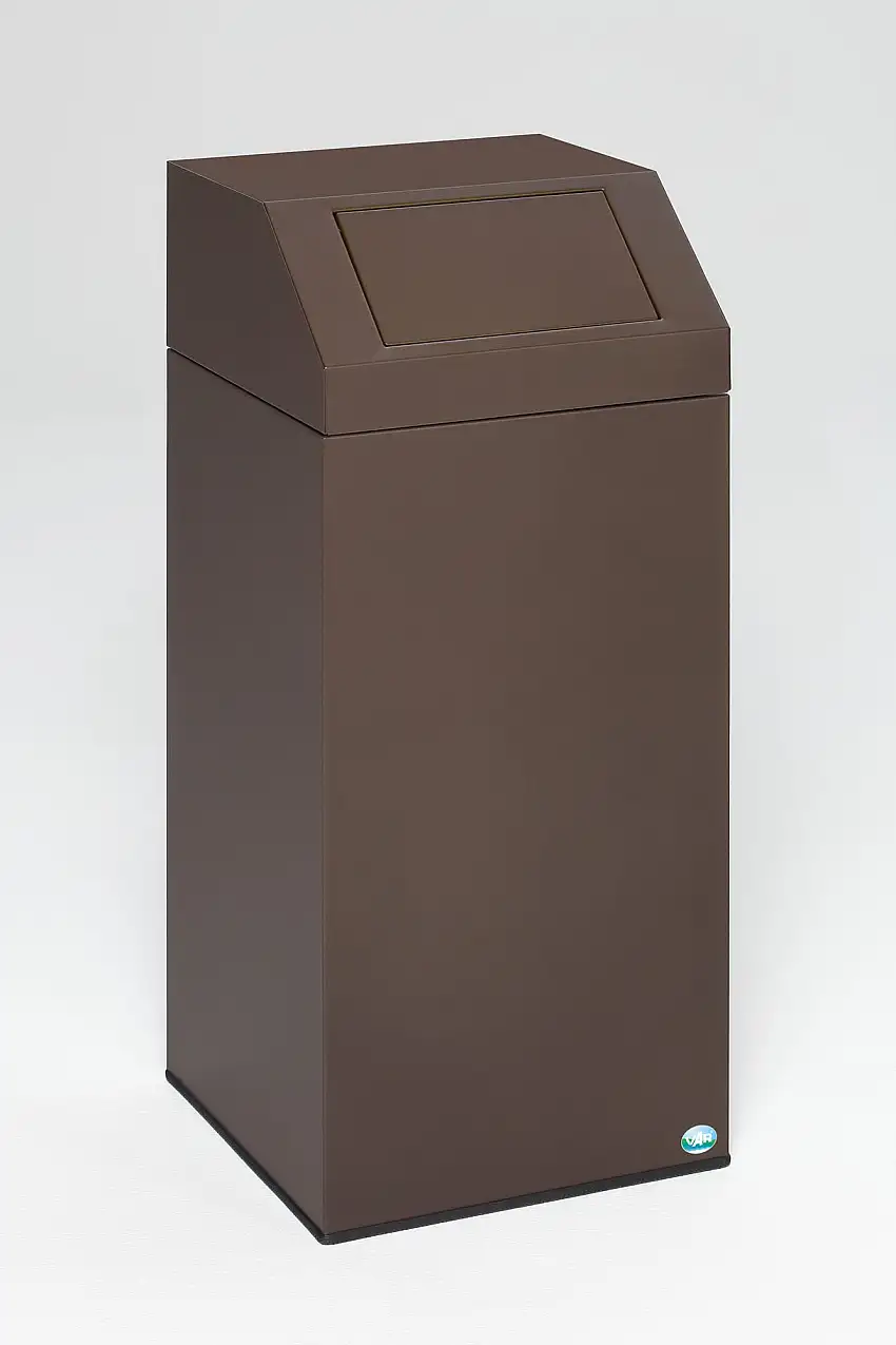Selbstlöschender Wertstoffsammler "Biomüll" | 47 Liter, HxBxT 79x32x32cm | Verzinkter Stahl | Braun