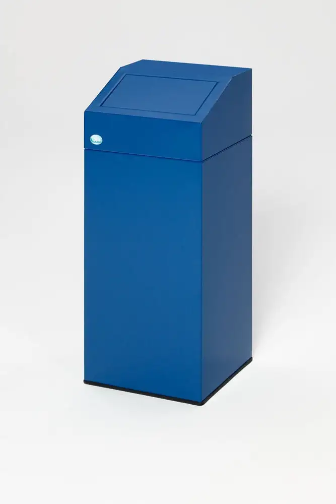 Selbstlöschender Wertstoffsammler "Papier" | 47 Liter, HxBxT 79x32x32cm | Verzinkter Stahl | Blau