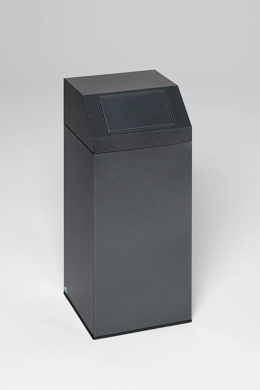 Selbstlöschender Wertstoffsammler "Metall" | 47 Liter, HxBxT 79x32x32cm | Verzinkter Stahl | Dunkelgrau