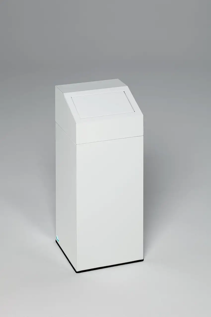 Selbstlöschender Wertstoffsammler "Glas" | 82 Liter, HxBxT 89x38x38cm | Verzinkter Stahl | Weiß
