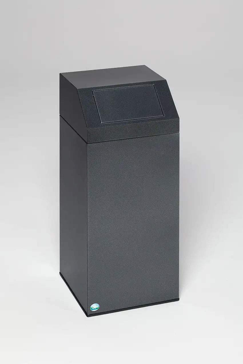 Selbstlöschender Wertstoffsammler "Metall" | 82 Liter, HxBxT 89x38x38cm | Verzinkter Stahl | Dunkelgrau