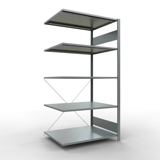 Schulte Fachbodenregal MULTIplus150 Stecksystem | Anbauregal | HxBxT 200x100x80cm | 5 Ebenen | Fachlast 150kg | Verzinkt
