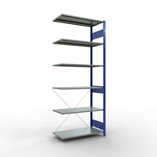 Schulte Fachbodenregal MULTIplus150 Stecksystem | Anbauregal | HxBxT 250x100x50cm | 6 Ebenen | Fachlast 150kg | Enzianblau/Verzinkt
