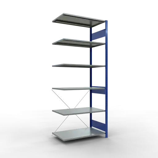 Schulte Fachbodenregal MULTIplus150 Stecksystem | Anbauregal | HxBxT 250x100x60cm | 6 Ebenen | Fachlast 150kg | Enzianblau/Verzinkt