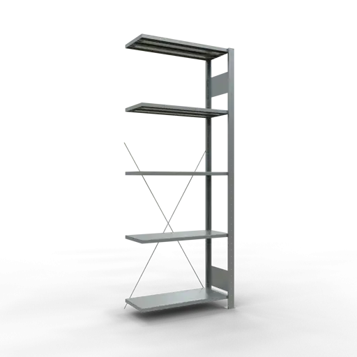 Schulte Fachbodenregal MULTIplus150 Stecksystem | Anbauregal | HxBxT 200x75x30cm | 5 Ebenen | Fachlast 150kg | Verzinkt