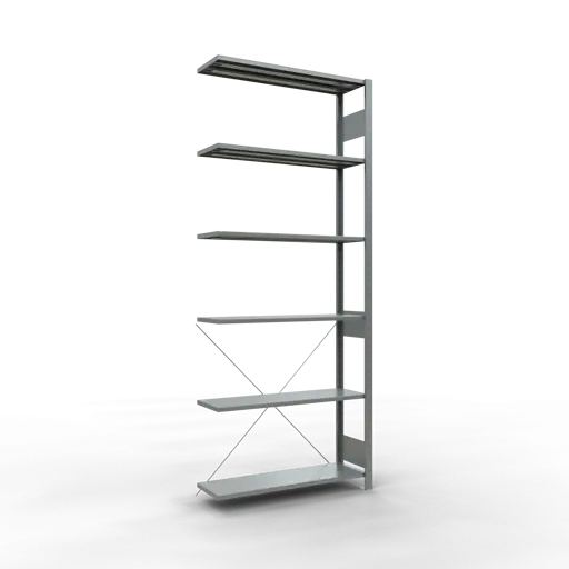 Schulte Fachbodenregal MULTIplus150 Stecksystem | Anbauregal | HxBxT 250x100x30cm | 6 Ebenen | Fachlast 150kg | Verzinkt
