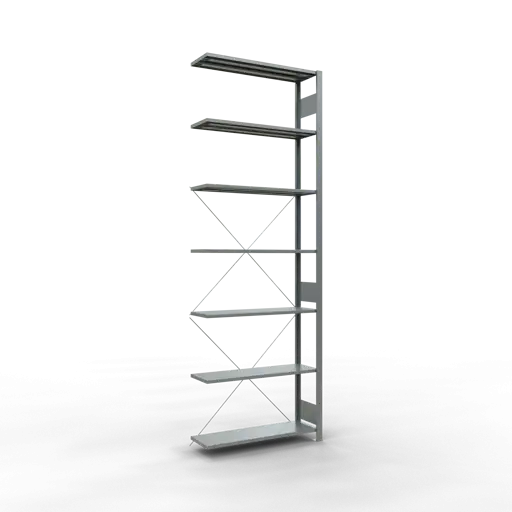 Schulte Fachbodenregal MULTIplus150 Stecksystem | Anbauregal | HxBxT 300x100x30cm | 7 Ebenen | Fachlast 150kg | Verzinkt