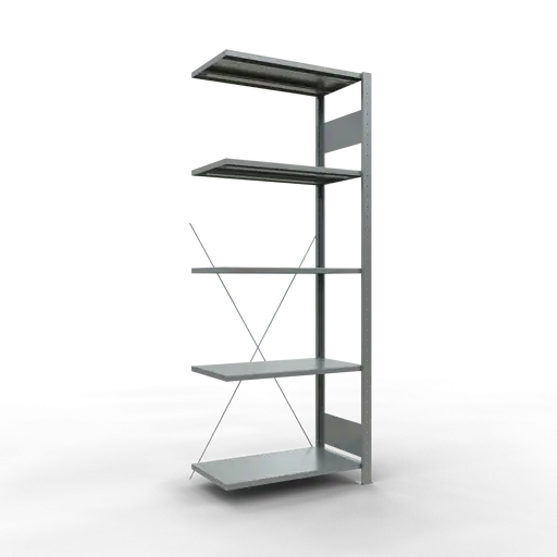 Schulte Fachbodenregal MULTIplus150 Stecksystem | Anbauregal | HxBxT 200x75x40cm | 5 Ebenen | Fachlast 150kg | Verzinkt