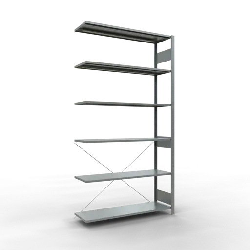 Schulte Fachbodenregal MULTIplus150 Stecksystem | Anbauregal | HxBxT 250x130x40cm | 6 Ebenen | Fachlast 150kg | Verzinkt