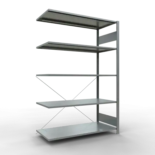 Schulte Fachbodenregal MULTIplus150 Stecksystem | Anbauregal | HxBxT 200x130x60cm | 5 Ebenen | Fachlast 150kg | Verzinkt