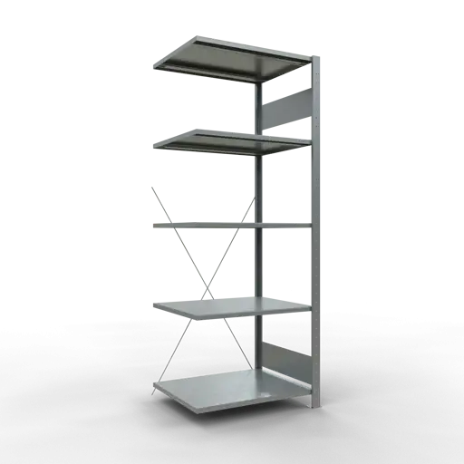 Schulte Fachbodenregal MULTIplus150 Stecksystem | Anbauregal | HxBxT 200x75x60cm | 5 Ebenen | Fachlast 150kg | Verzinkt