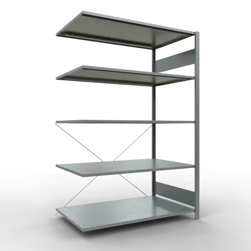 Schulte Fachbodenregal MULTIplus150 Stecksystem | Anbauregal | HxBxT 200x130x80cm | 5 Ebenen | Fachlast 150kg | Verzinkt