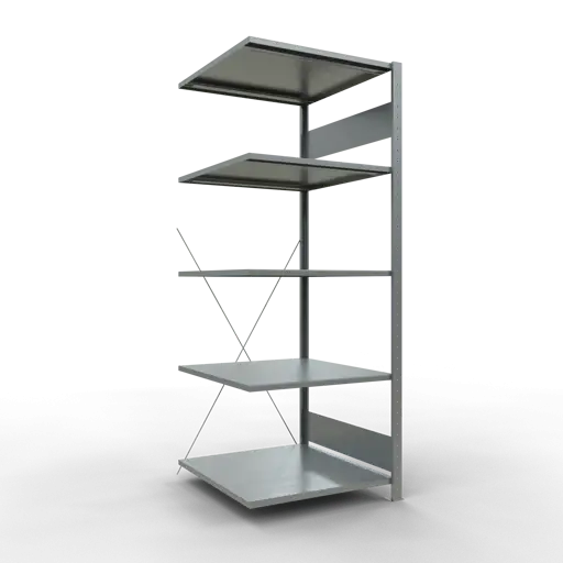 Schulte Fachbodenregal MULTIplus150 Stecksystem | Anbauregal | HxBxT 200x75x80cm | 5 Ebenen | Fachlast 150kg | Verzinkt