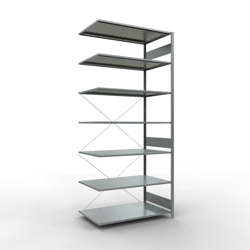 Schulte Fachbodenregal MULTIplus150 Stecksystem | Anbauregal | HxBxT 300x130x80cm | 7 Ebenen | Fachlast 150kg | Verzinkt