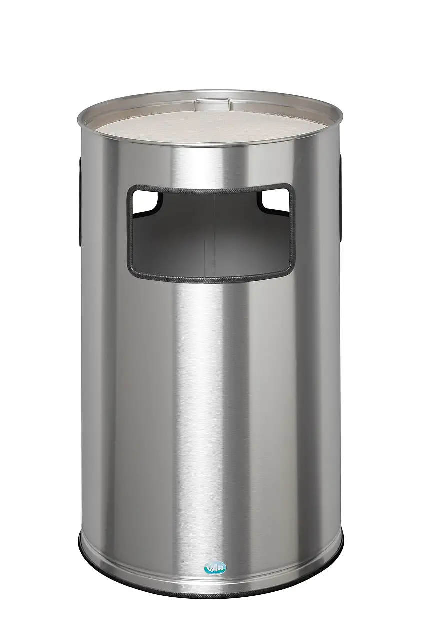 Kombiascher mit Kantenschutz | 69,2 Liter, HxBxT 75x42x42cm | Edelstahl | Aschereinsatz Edelstahl