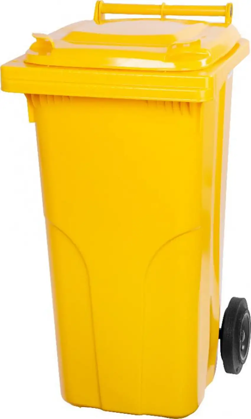 PROREGAL 2-Rad-Mülltonne MGB | HDPE-Kunststoff | HxBxT 94,5x48x54cm | 120 Liter | Gelb