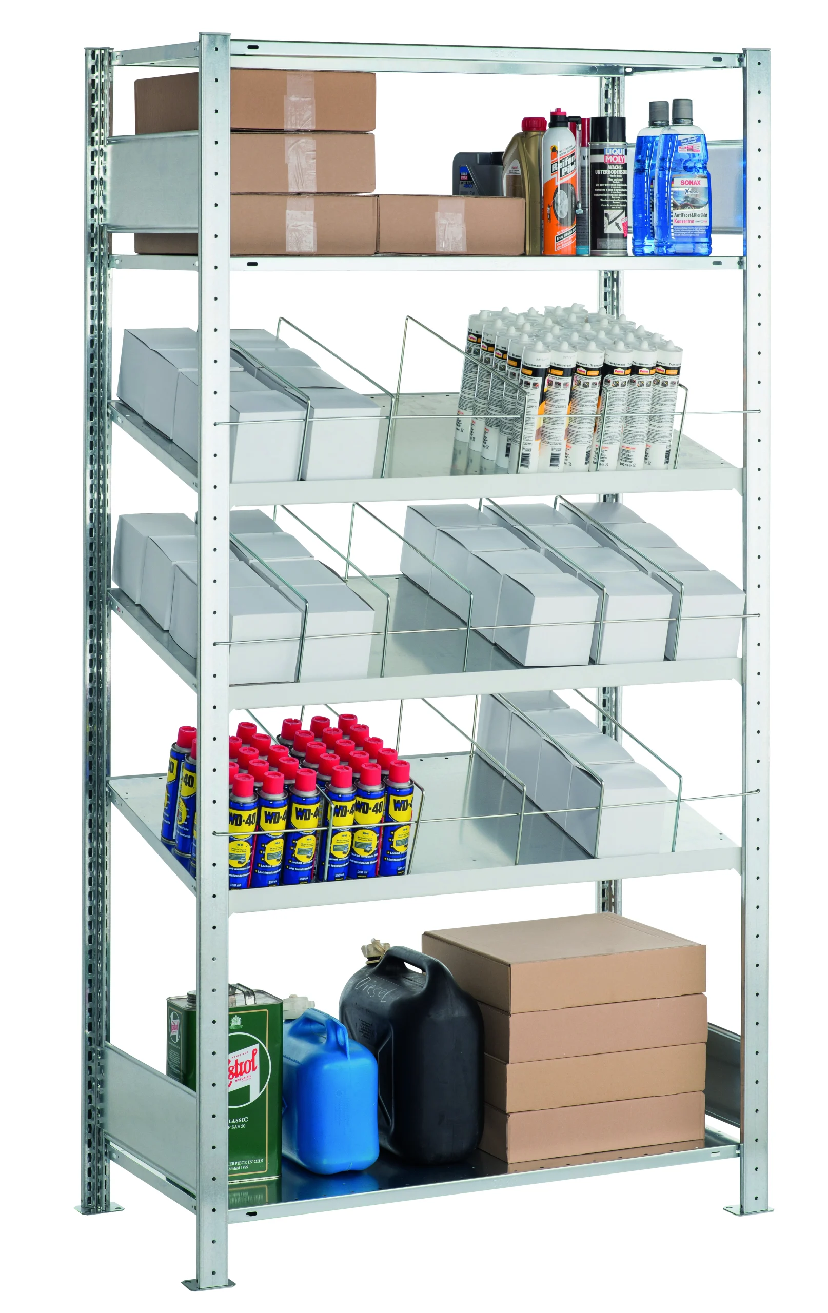 Schulte Kombibodenregal MULTIplus150 | Grundregal | HxBxT 200x100x50cm | 3+3 Fachböden | Traglast 150kg | Verzinkt