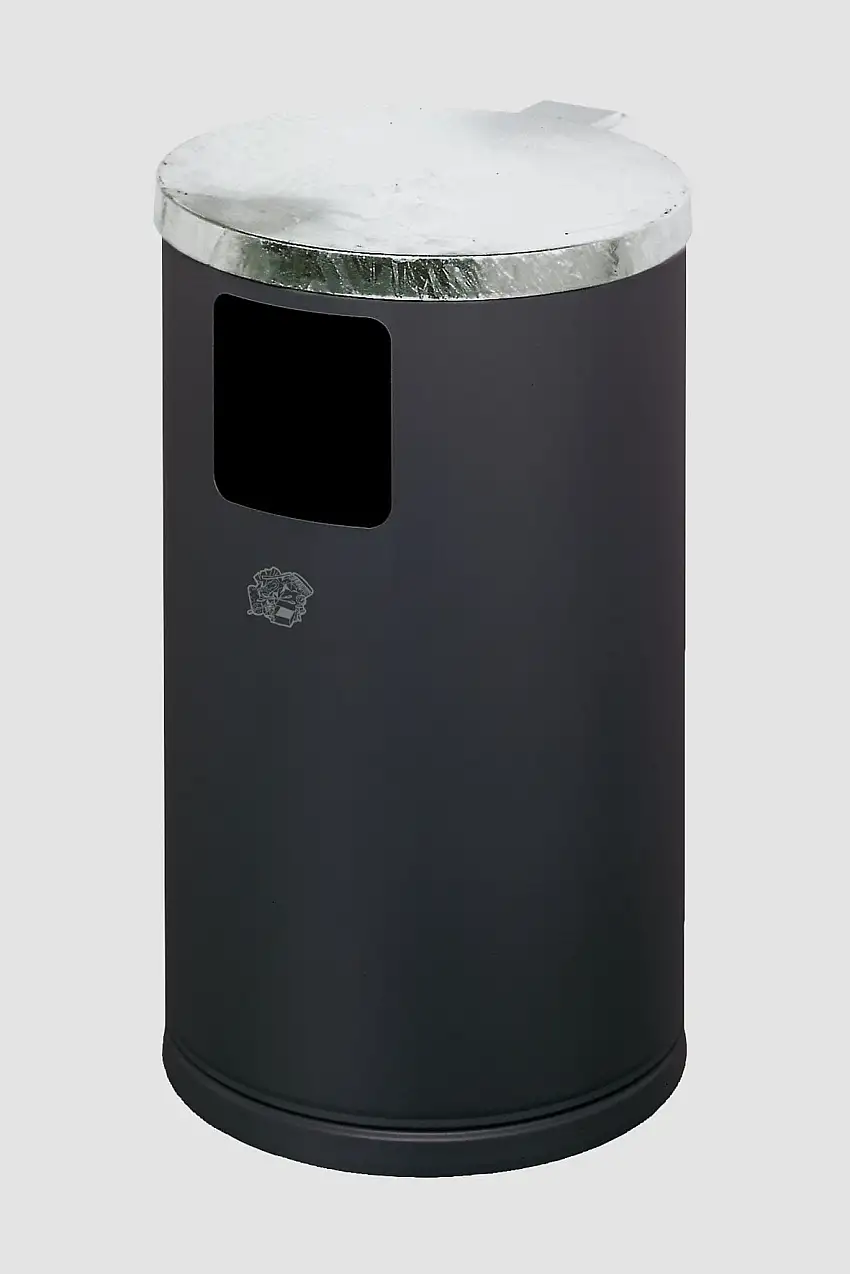 Abfallsammler zur Wand- oder Rohrbefestigung | 30 Liter, HxBxT 62x30x30cm | Verzinkter Stahl | Anthrazit