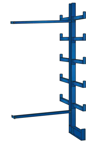 Schulte Kragarmregal-Set K 1000 einseitig | Anbauregal | HxBxT 200x125x2x500cm | Tragkraft je Arm 200kg | Enzianblau