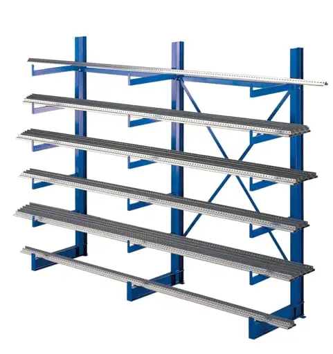 Schulte Kragarmregal-Set K 1000 einseitig | Grundregal | HxBxT 200x250x2x500cm | Tragkraft je Arm 200kg | Enzianblau