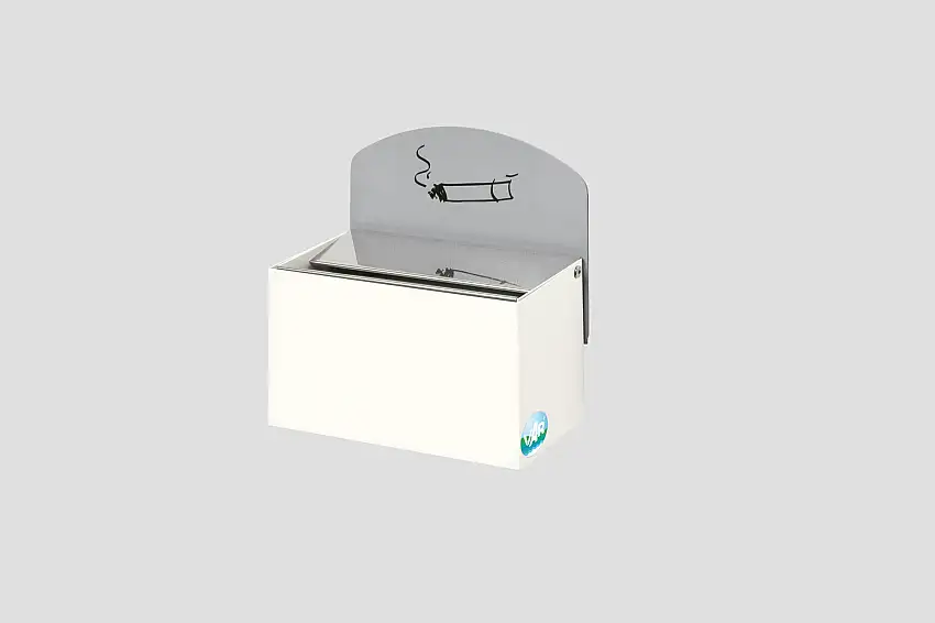 Robuster Wandascher mit Schild | 0,4 Liter, HxBxT 16x14x9,8cm | Verzinkter Stahl | Weiß