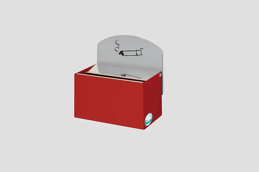 Robuster Wandascher mit Schild | 0,4 Liter, HxBxT 16x14x9,8cm | Verzinkter Stahl | Rot