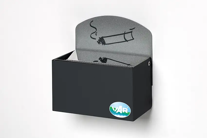 Robuster Wandascher mit Schild | 0,4 Liter, HxBxT 16x14x9,8cm | Verzinkter Stahl | Anthrazit