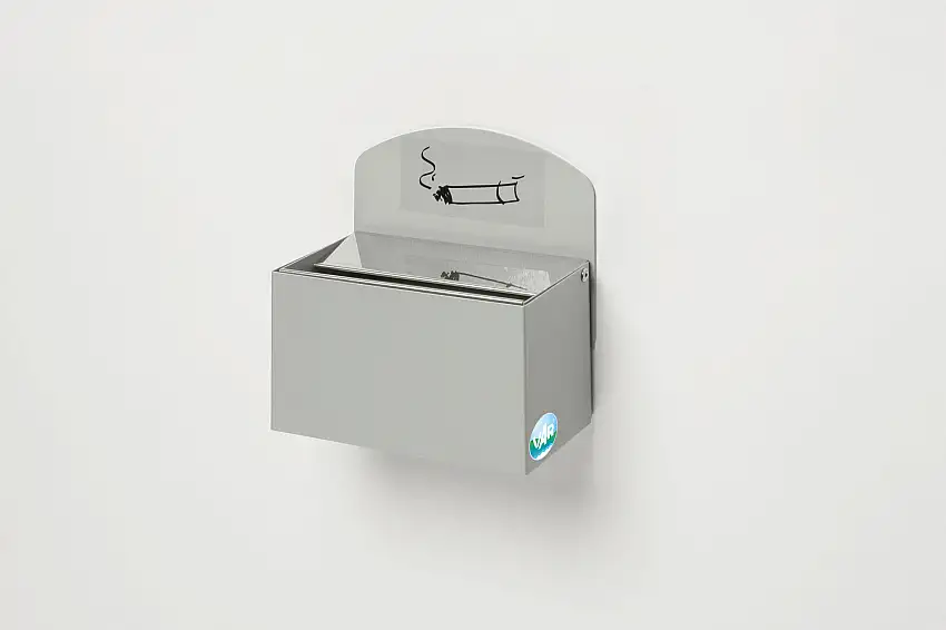 Robuster Wandascher mit Schild | 0,4 Liter, HxBxT 16x14x9,8cm | Verzinkter Stahl | Silber