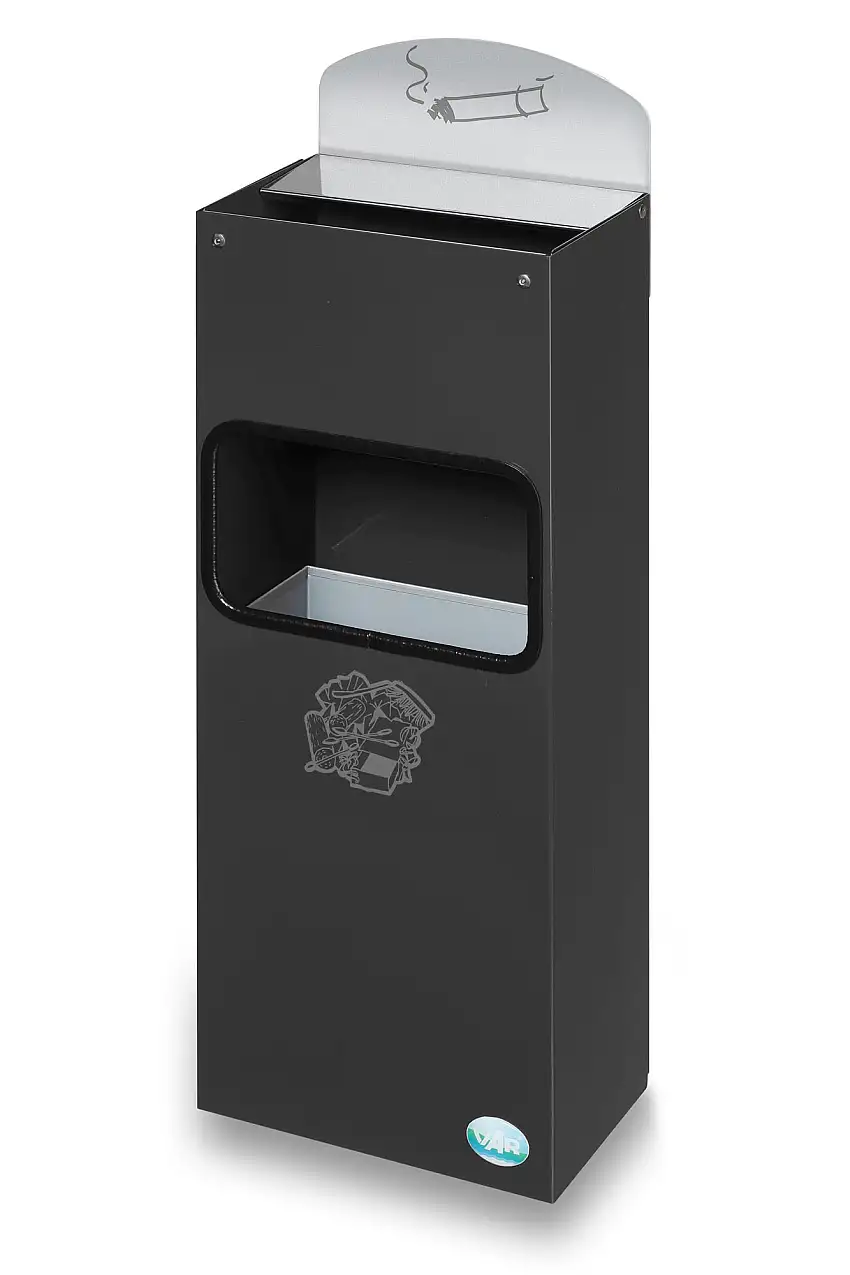Robuster Wandascher mit Schild | 4 Liter, HxBxT 55x14,5x22cm | Verzinkter Stahl | Anthrazit