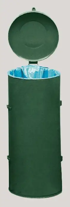 Robuster Abfallsammler mit Deckel & Einflügeltür | 120 Liter, HxBxT 98x50x50cm | Stahl | Grün