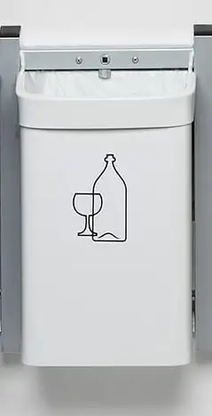 Robuster Abfallsammler 1-Fach mit Wandhalterung | 15 Liter, HxBxT 42,5x31x23cm | Verzinkter Stahl | Weiß