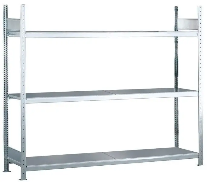 Grundregal, Weitspannregal WS 2000 mit Stahlböden, 2000 x 1500 x 600 mm (HxBxT), verzinkt, 3 Ebenen, Fachlast 400 kg, Feldlast 1.200 kg